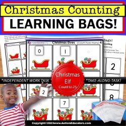 Christmas Elves Count to 25 Learning Bag for Special Education and Math Skills